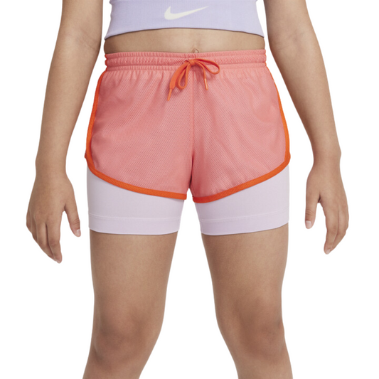 Nike - Dri - Fit Tempo Big Kids 2 - in - 1 Training Shorts - Pink Salt / Doll / Rush Orange / Rush Orange