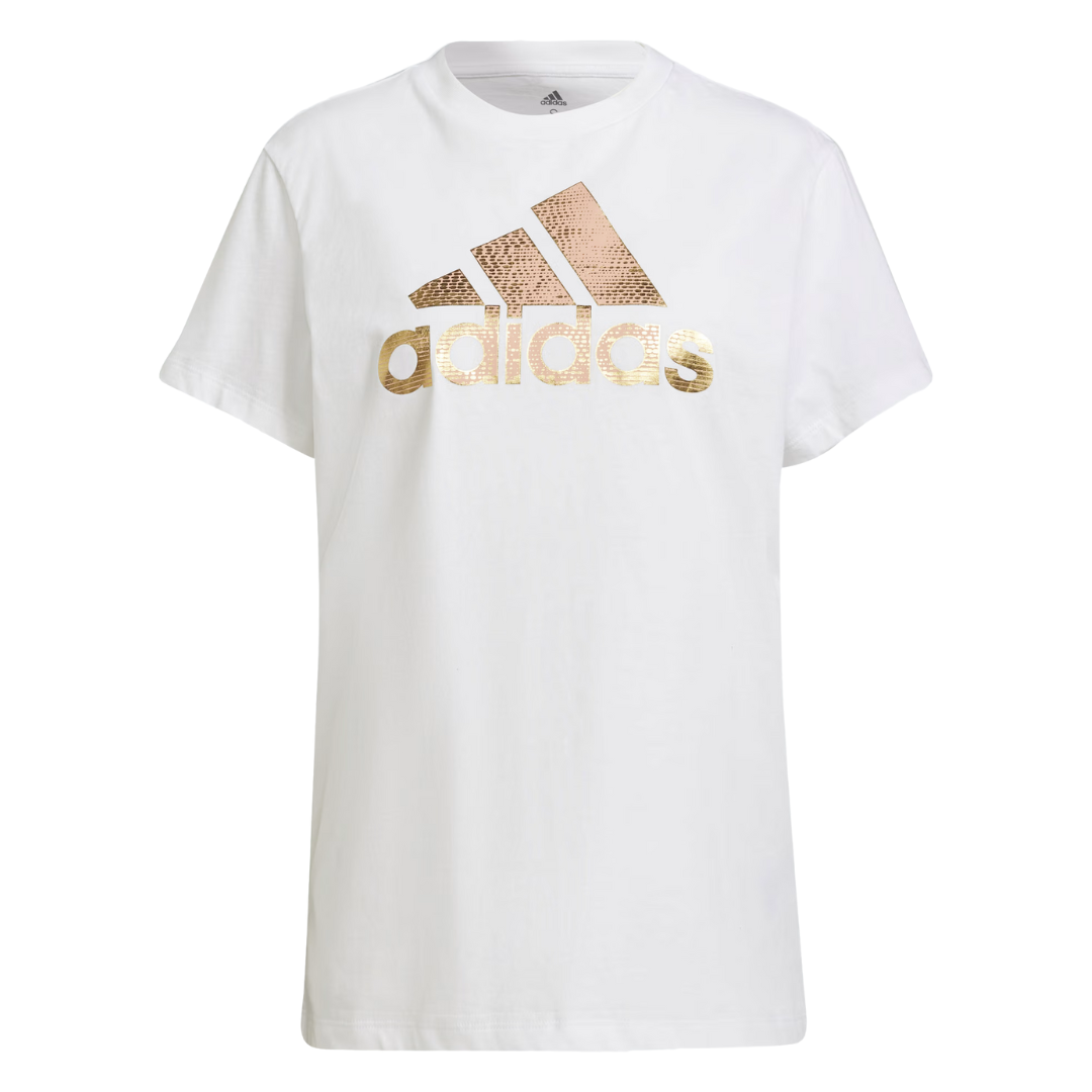 Adidas - Women's Foil Motion Graphic T - Shirt - White / Gold Metallic