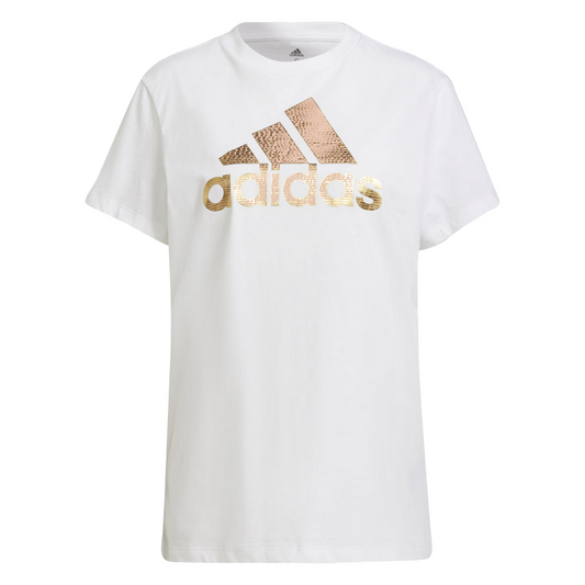 Adidas - Women's Foil Motion Graphic T - Shirt - White / Gold Metallic