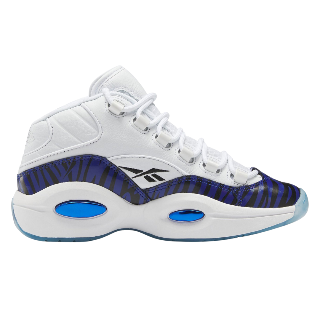 Reebok - Kid's Panini x Question Mid Big Kid 'Tiger Prizm' - Footwear White / Classic Cobalt / Core Black