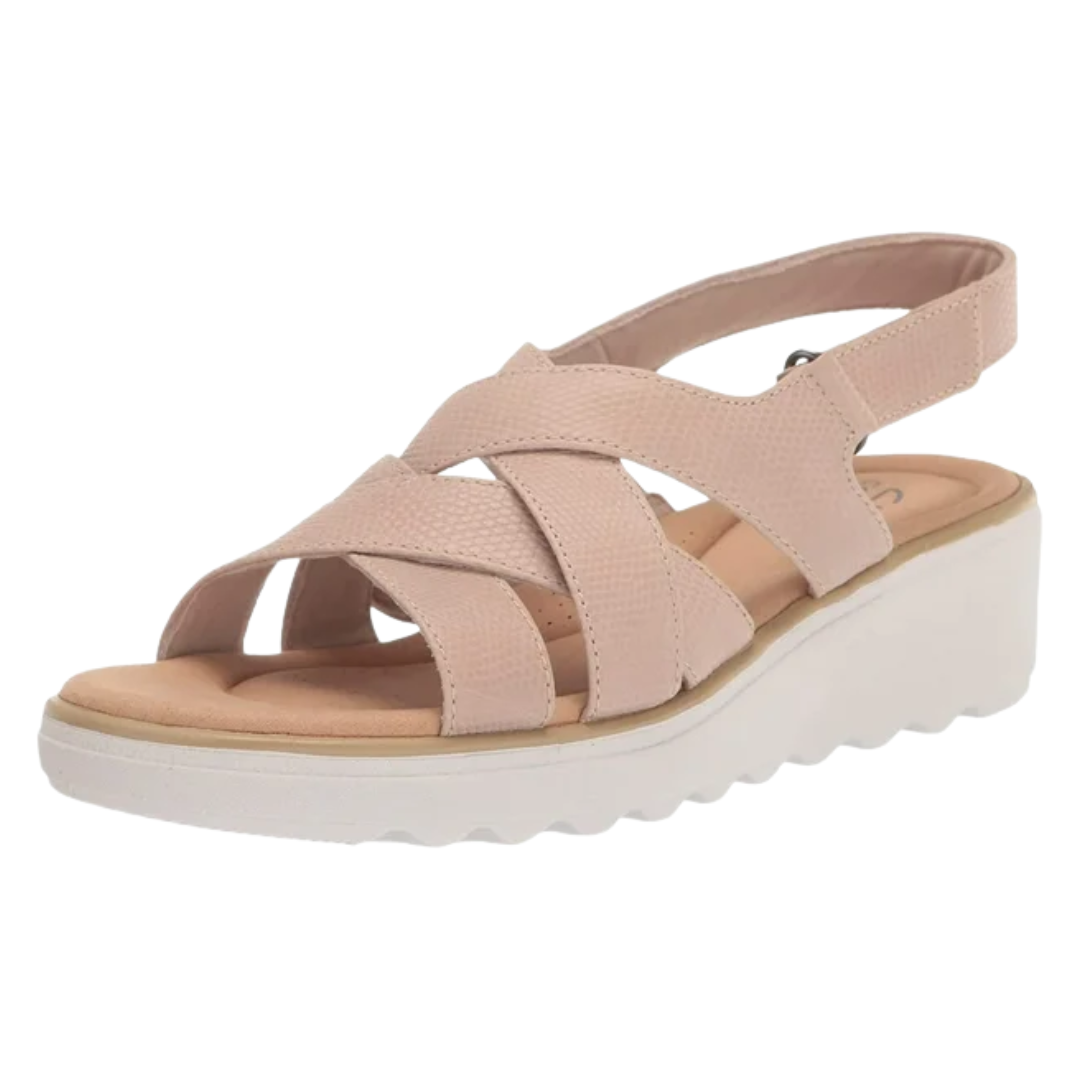 Clarks - Women's Jillian Spring Wedge Sandal - Sand Leather