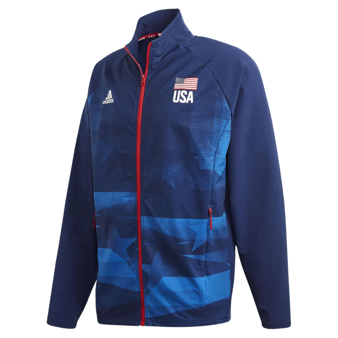 Adidas - Men's USA Volleyball Warm Up Jacket Team - Navy Blue / Glory Blue