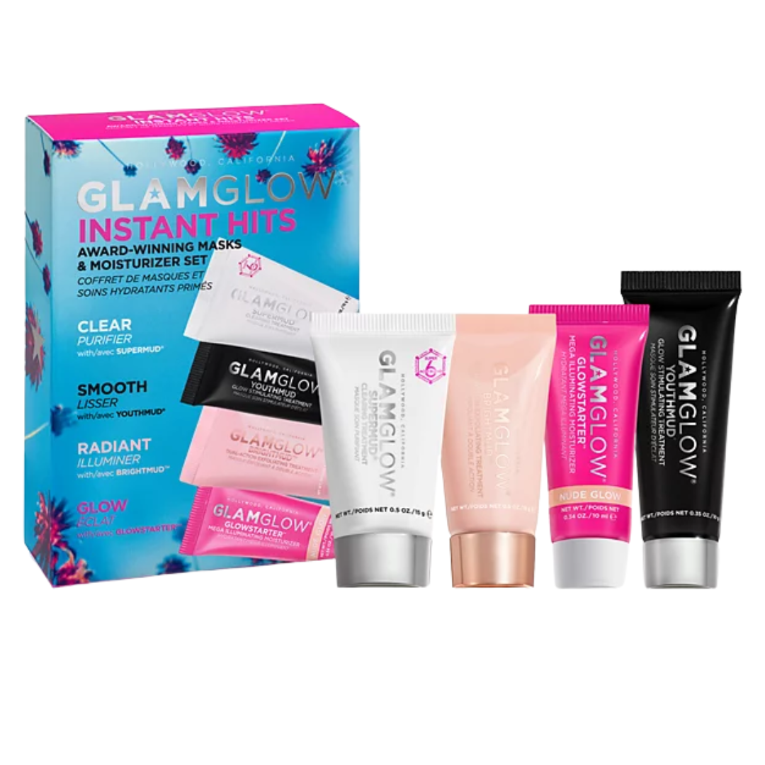 GlamGlow - Instant Hits Award-Winning Masks & Moisturizer Set - 4 pcs