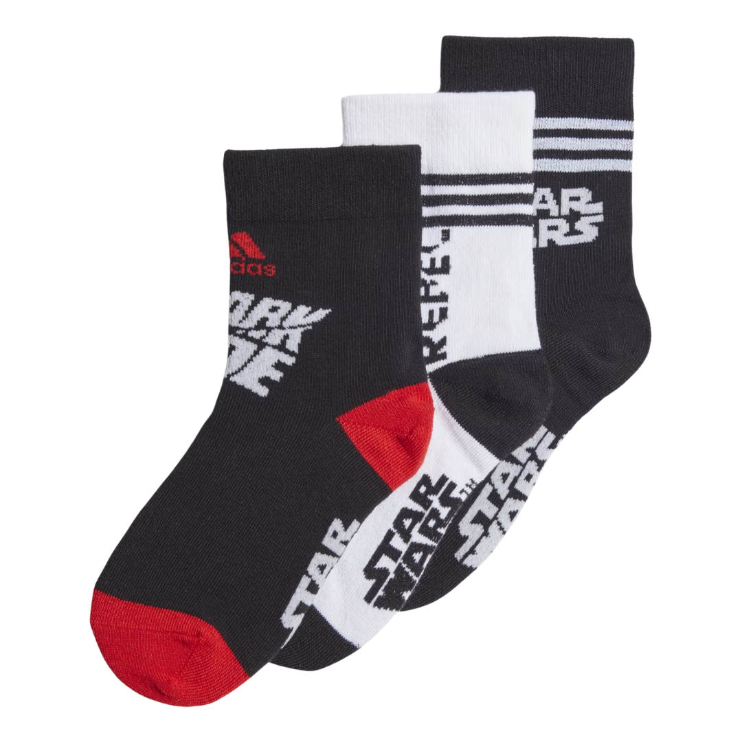 Adidas - Kid's Star Wars Big Kids Crew Socks ( 3 Pairs ) - Black / White / Vivid Red