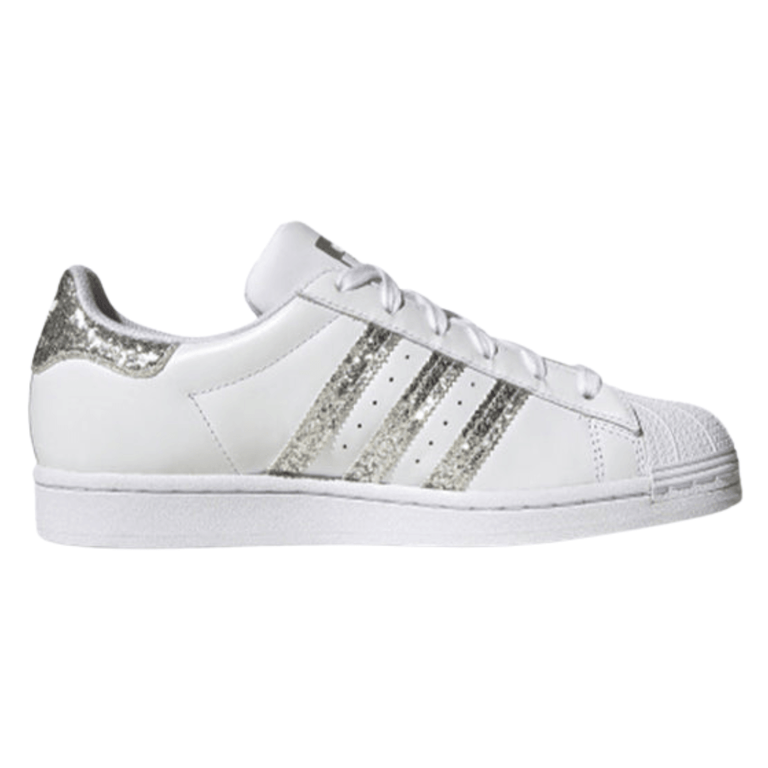 Adidas - Women's Superstar 'Glitter' - Cloud White / Silver Metallic / Silver Metallic