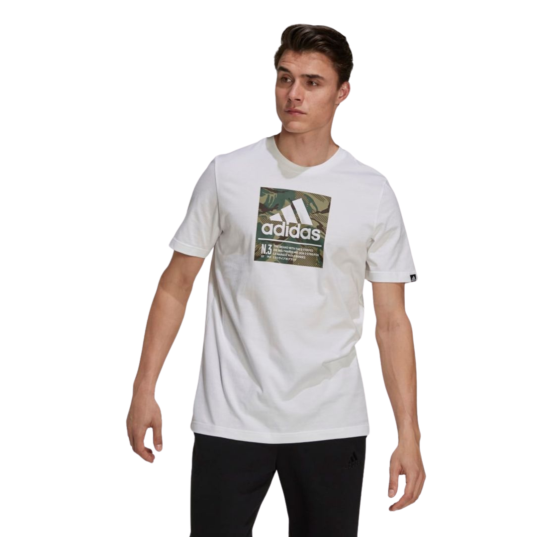 Adidas - Men’s Camo Box Graphic Tee - White / Legacy Green