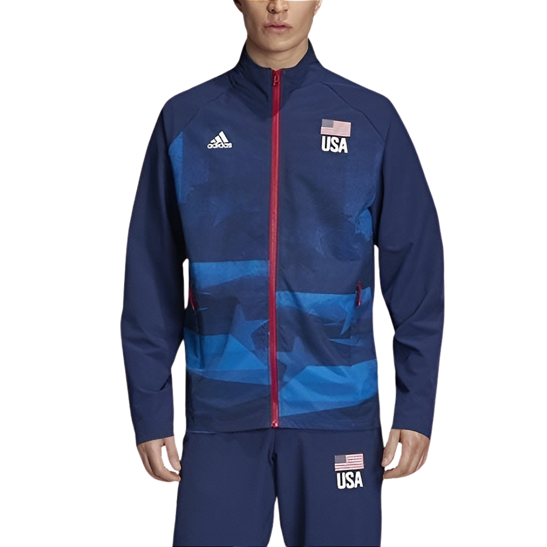 Adidas - Men's USA Volleyball Warm Up Jacket Team - Navy Blue / Glory Blue