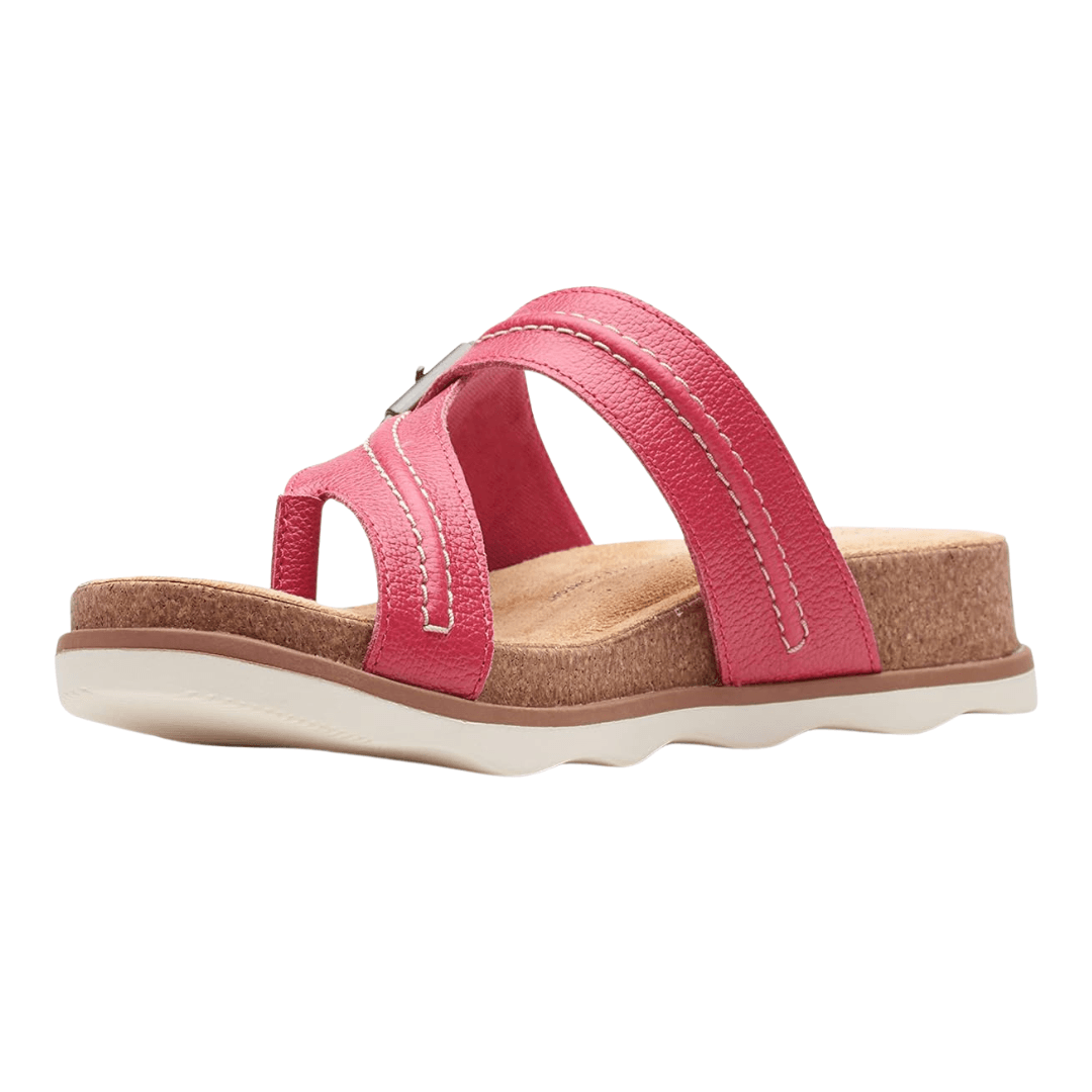 Clarks - Women's Brynn Madi Flat Sandal - Fuchsia Leather