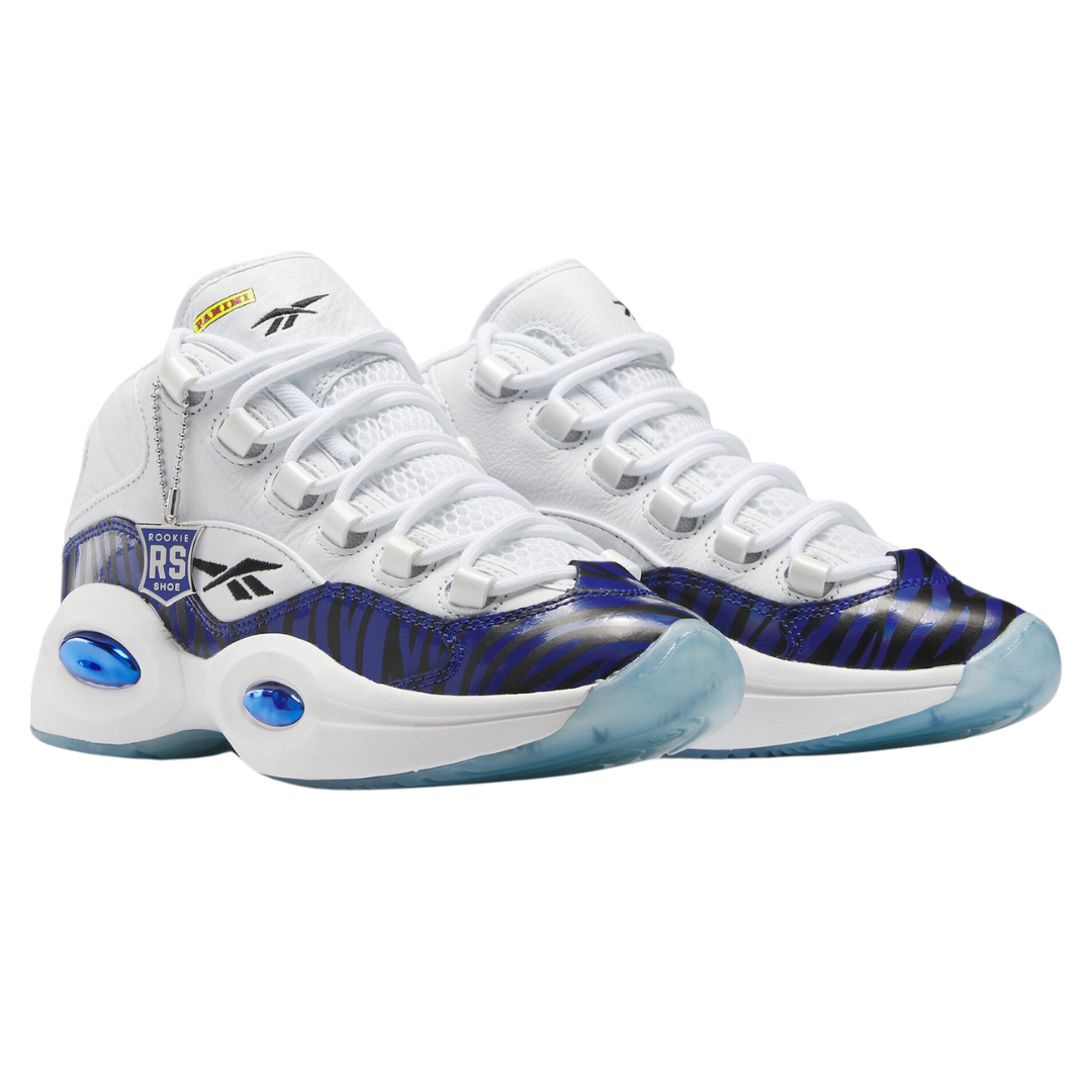 Reebok - Kid's Panini x Question Mid Big Kid 'Tiger Prizm' - Footwear White / Classic Cobalt / Core Black