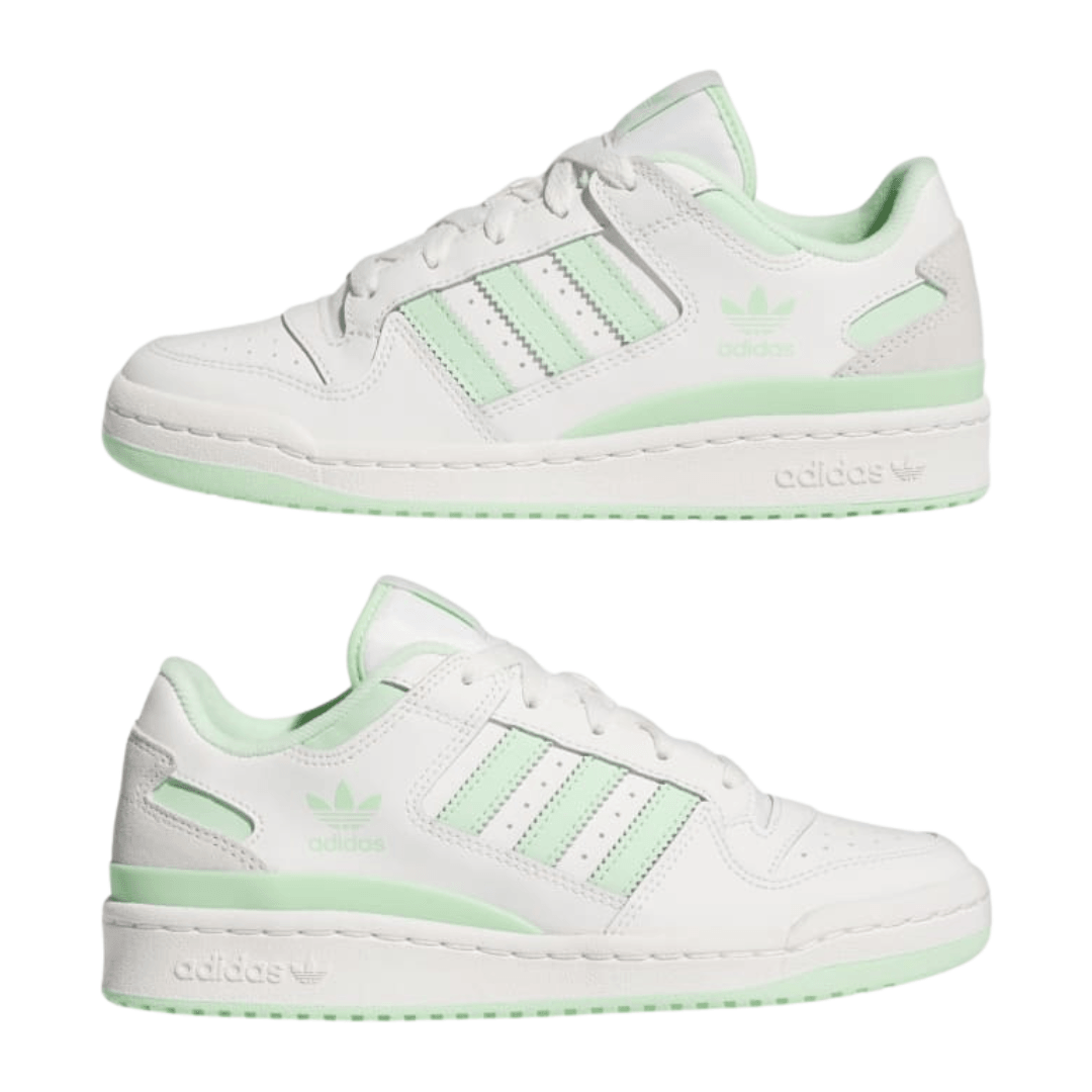 Adidas - Women's Forum Low CL Shoes - Cloud White/ Semi Green Spark/ Cloud White