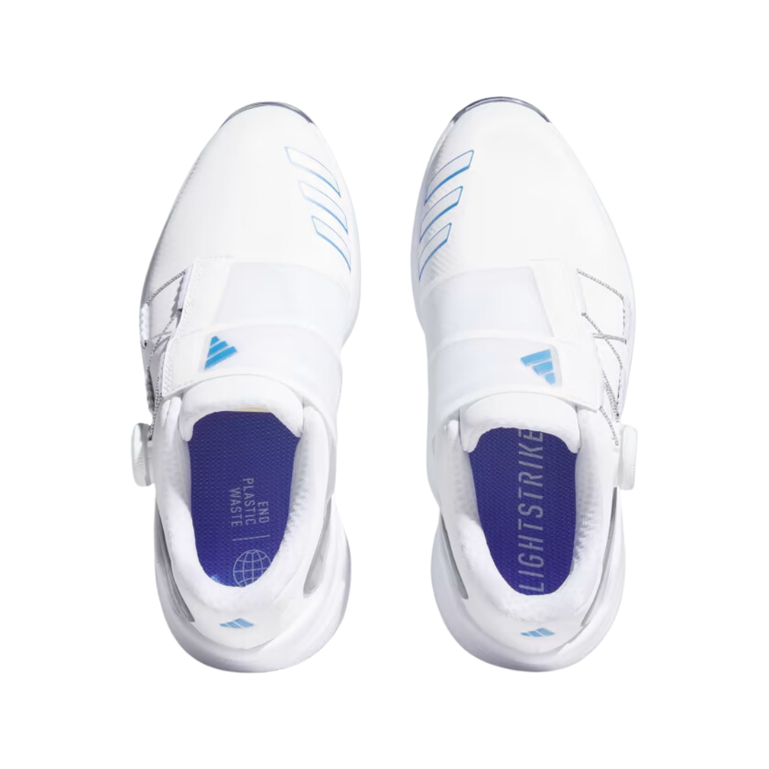 Adidas ZG23 BOA Golf Shoes - Cloud White / Blue Fusion Met. / Silver Metallic