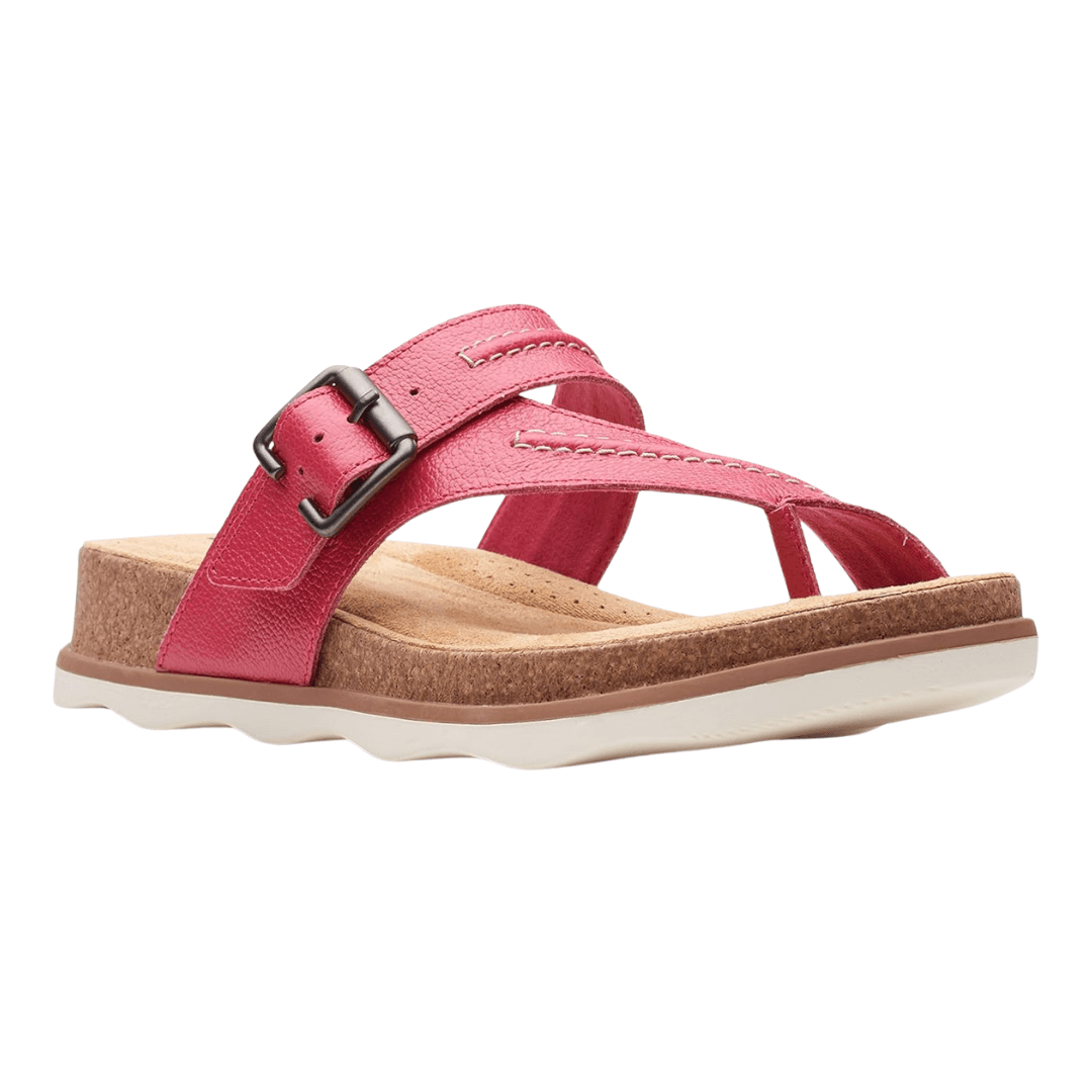 Clarks - Women's Brynn Madi Flat Sandal - Fuchsia Leather