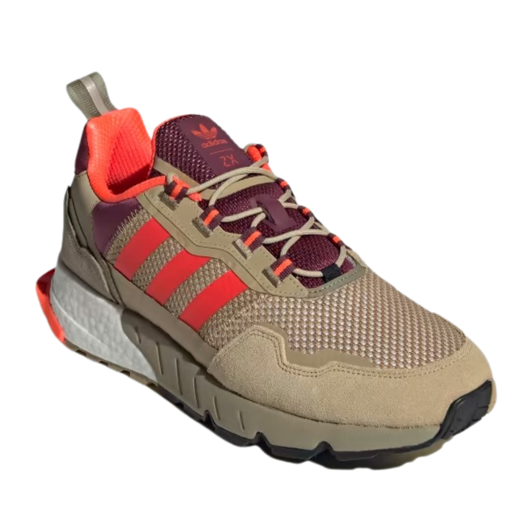 Adidas- Men`s ZX 1K Boost 'Beige Tone Victory Crimson' - Beige Tone / Solar Red / Victory Crimson