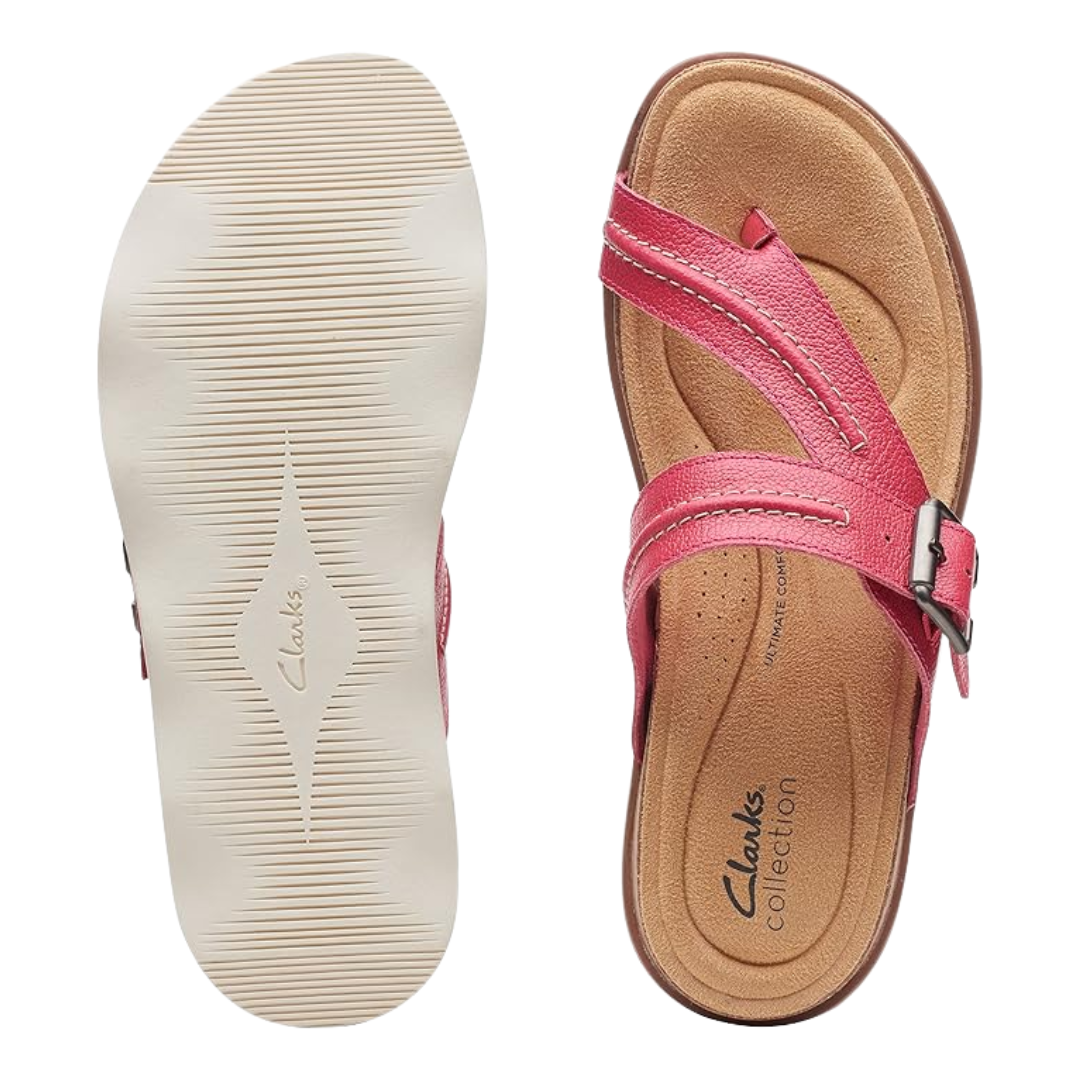 Clarks - Women's Brynn Madi Flat Sandals - Fuchsia Leather