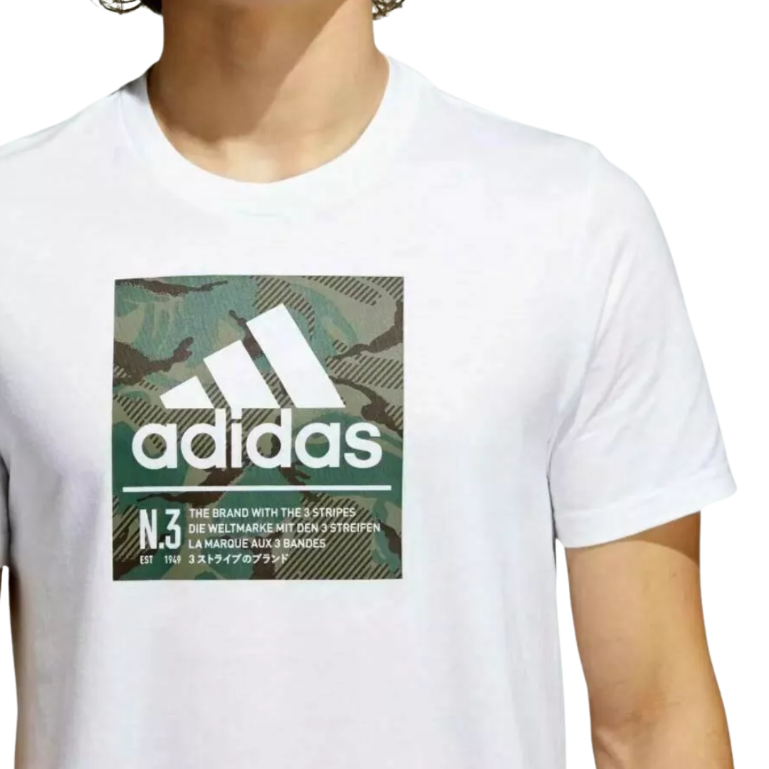 Adidas - Men’s Camo Box Graphic Tee - White / Legacy Green