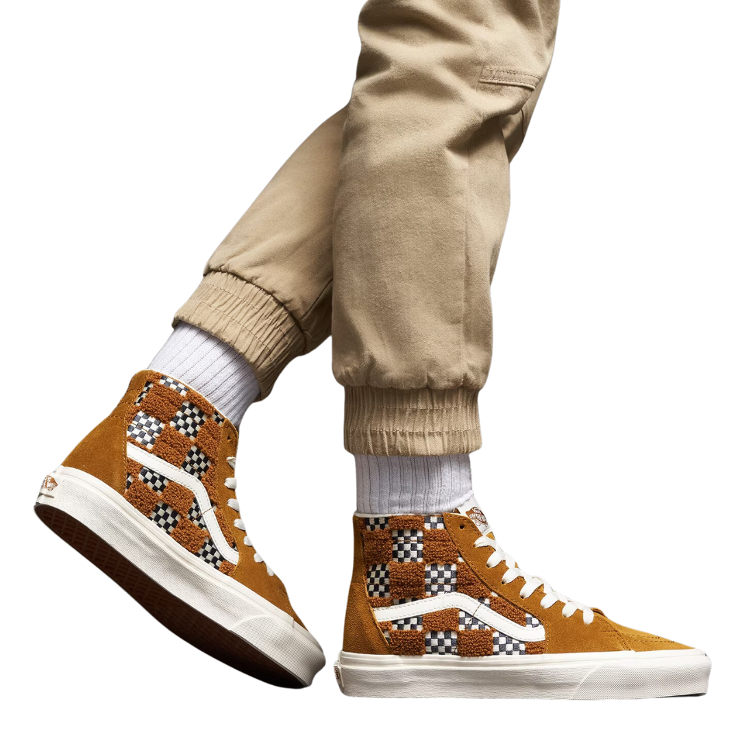 Vans - Men's Sk8 - Hi Tapered Tufted Check - Golden Brown