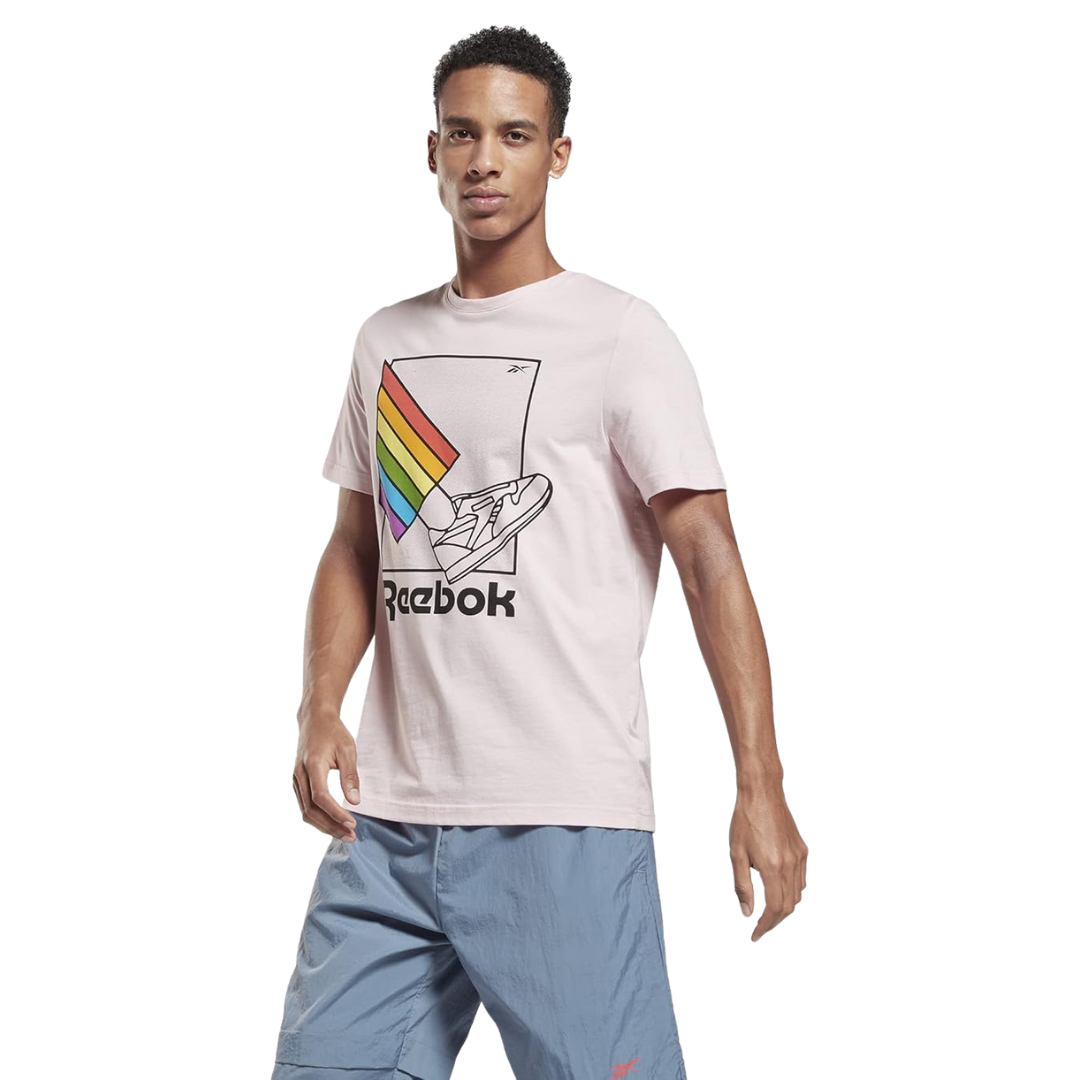 Reebok - Men's Ts Pride Graphic Tee - Frost Berry / Pride Rainbow Graphic