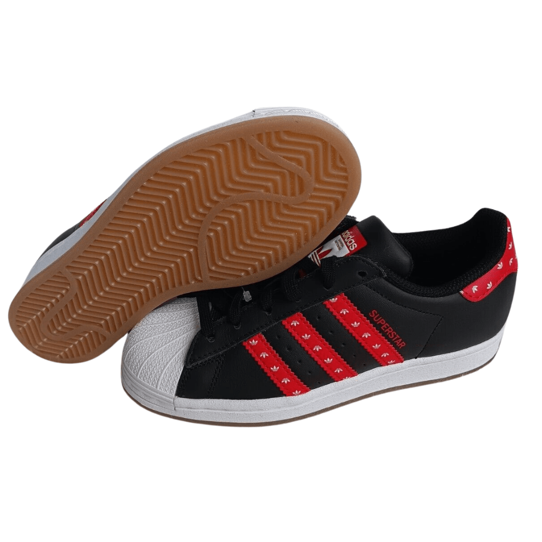 Adidas - Kid's Superstar J Youth Shoes - Black/ Red/ White