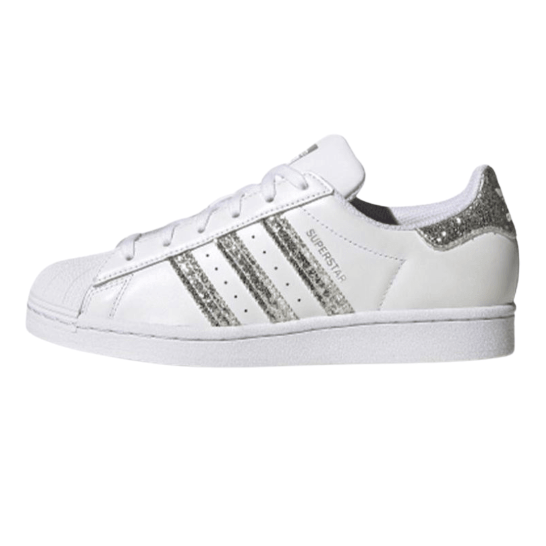 Adidas - Women's Superstar 'Glitter' - Cloud White / Silver Metallic / Silver Metallic