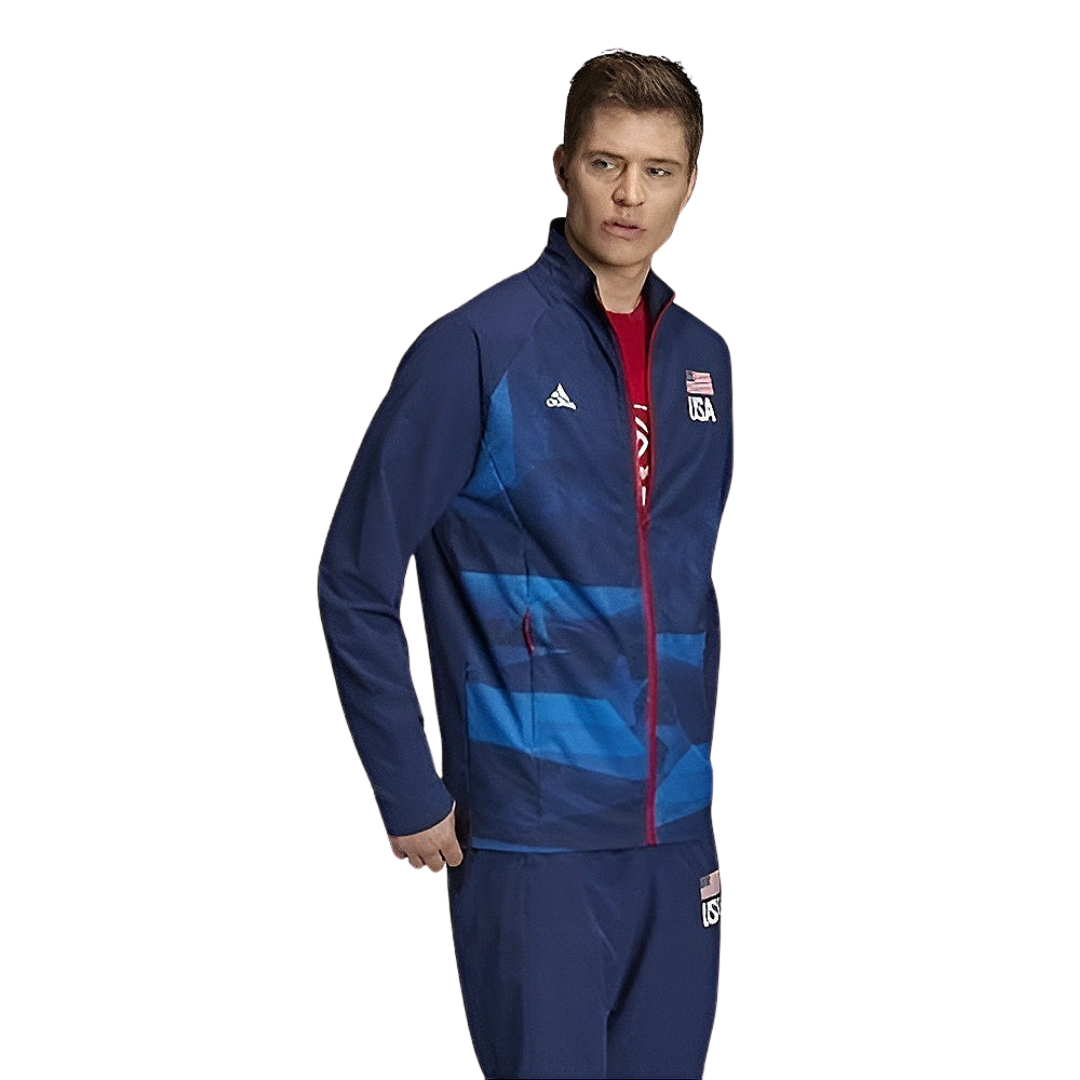 Adidas - Men's USA Volleyball Warm Up Jacket Team - Navy Blue / Glory Blue