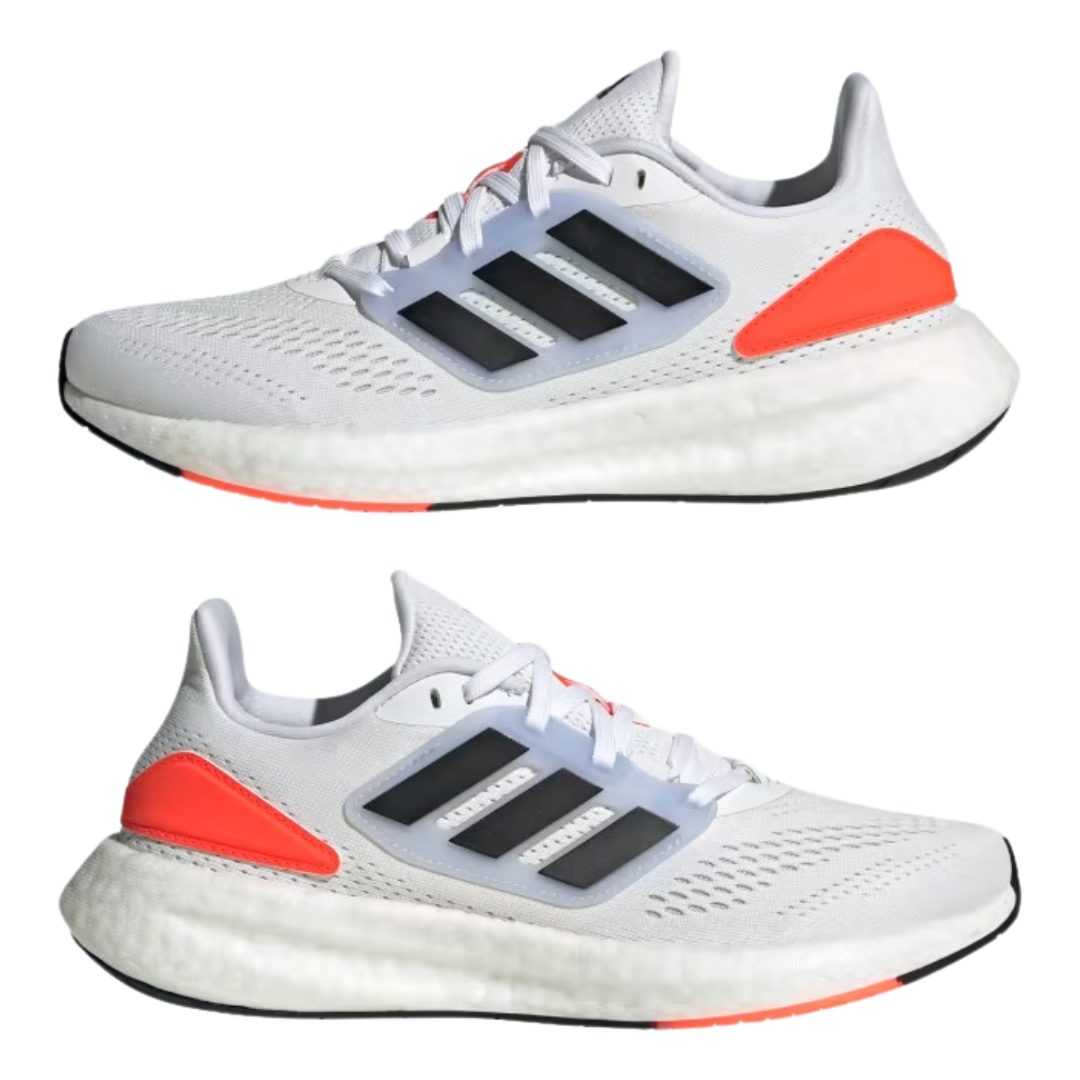 Adidas - Women's PureBoost 22 'Crystal White Orange' - Crystal White / Core Black / Cloud White