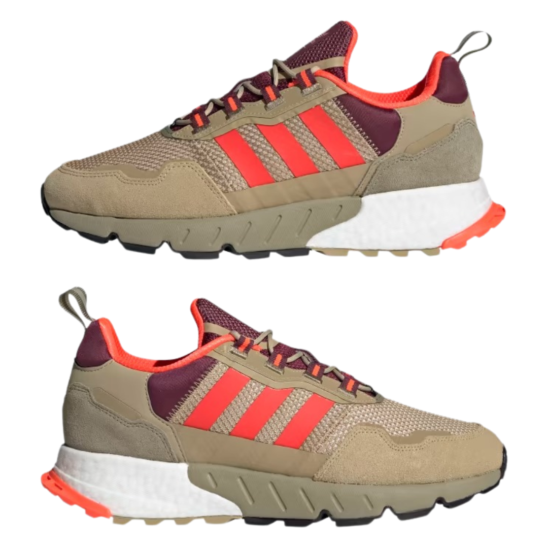 Adidas- Men`s ZX 1K Boost 'Beige Tone Victory Crimson' - Beige Tone / Solar Red / Victory Crimson