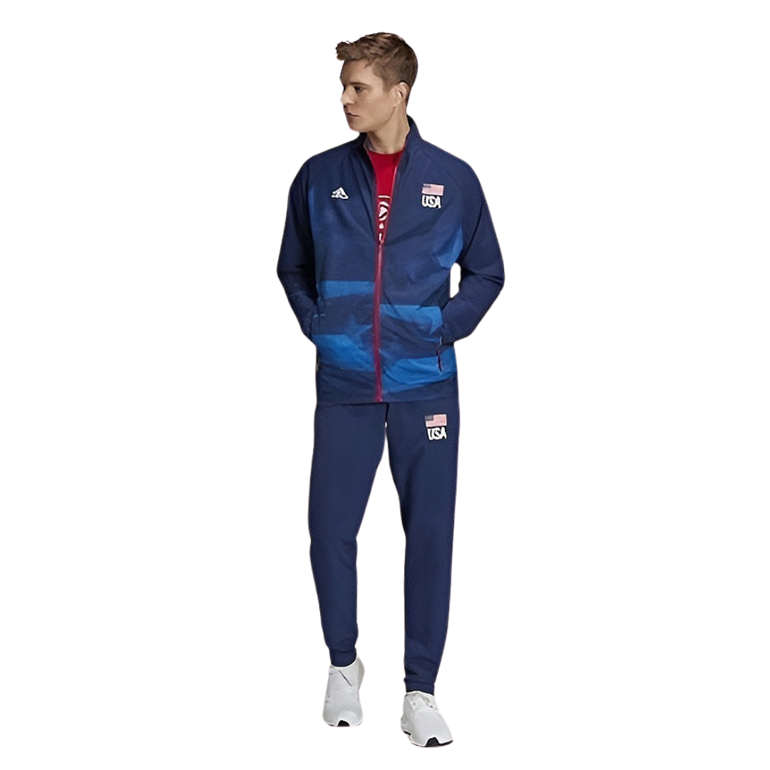 Adidas - Men's USA Volleyball Warm Up Jacket Team - Navy Blue / Glory Blue