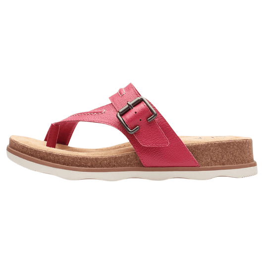 Clarks - Women's Brynn Madi Flat Sandal - Fuchsia Leather