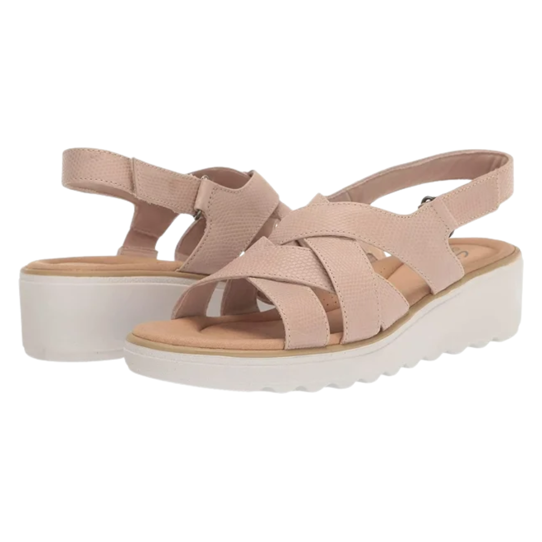 Clarks - Women's Jillian Spring Wedge Sandal - Sand Leather