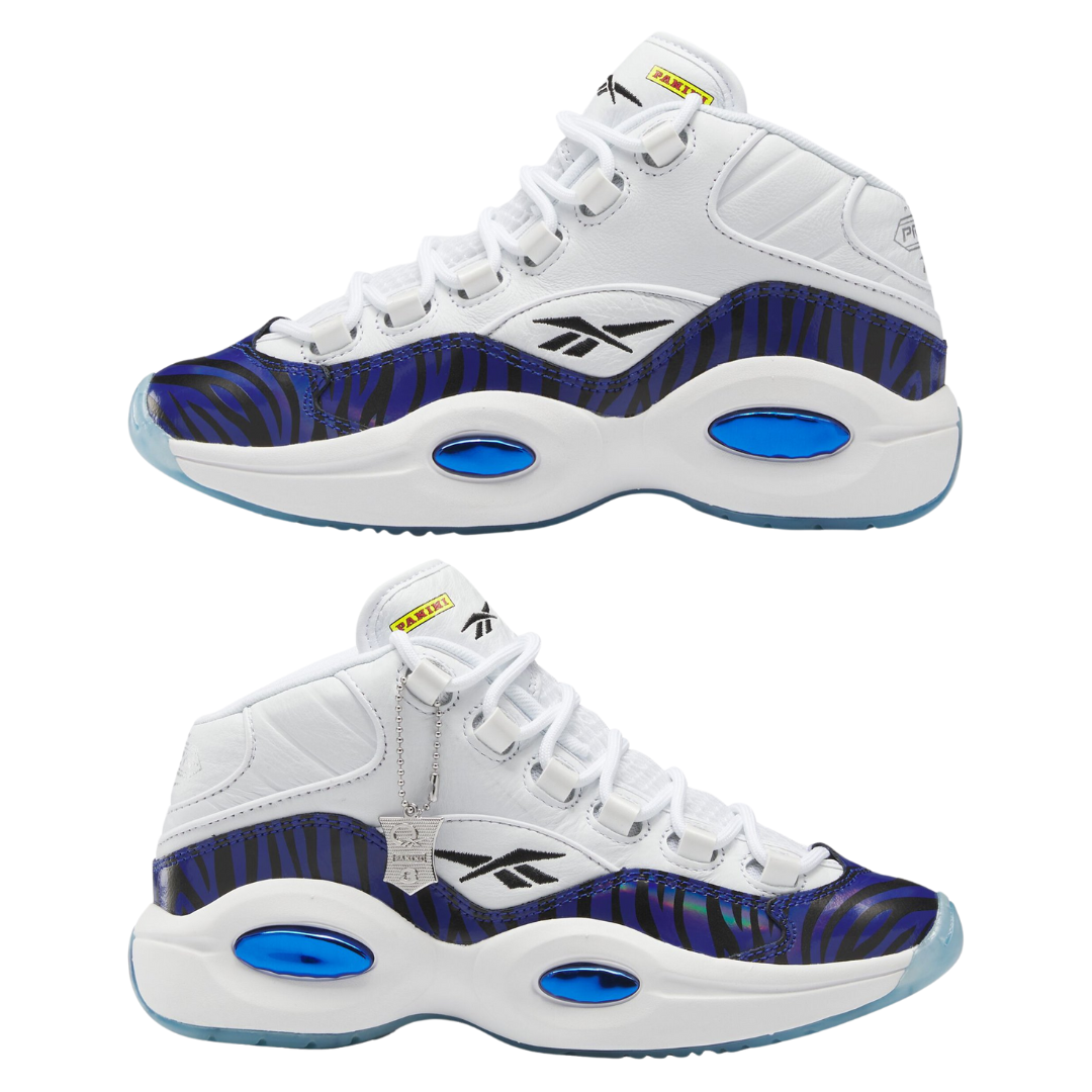 Reebok - Kid's Panini x Question Mid Big Kid 'Tiger Prizm' - Footwear White / Classic Cobalt / Core Black