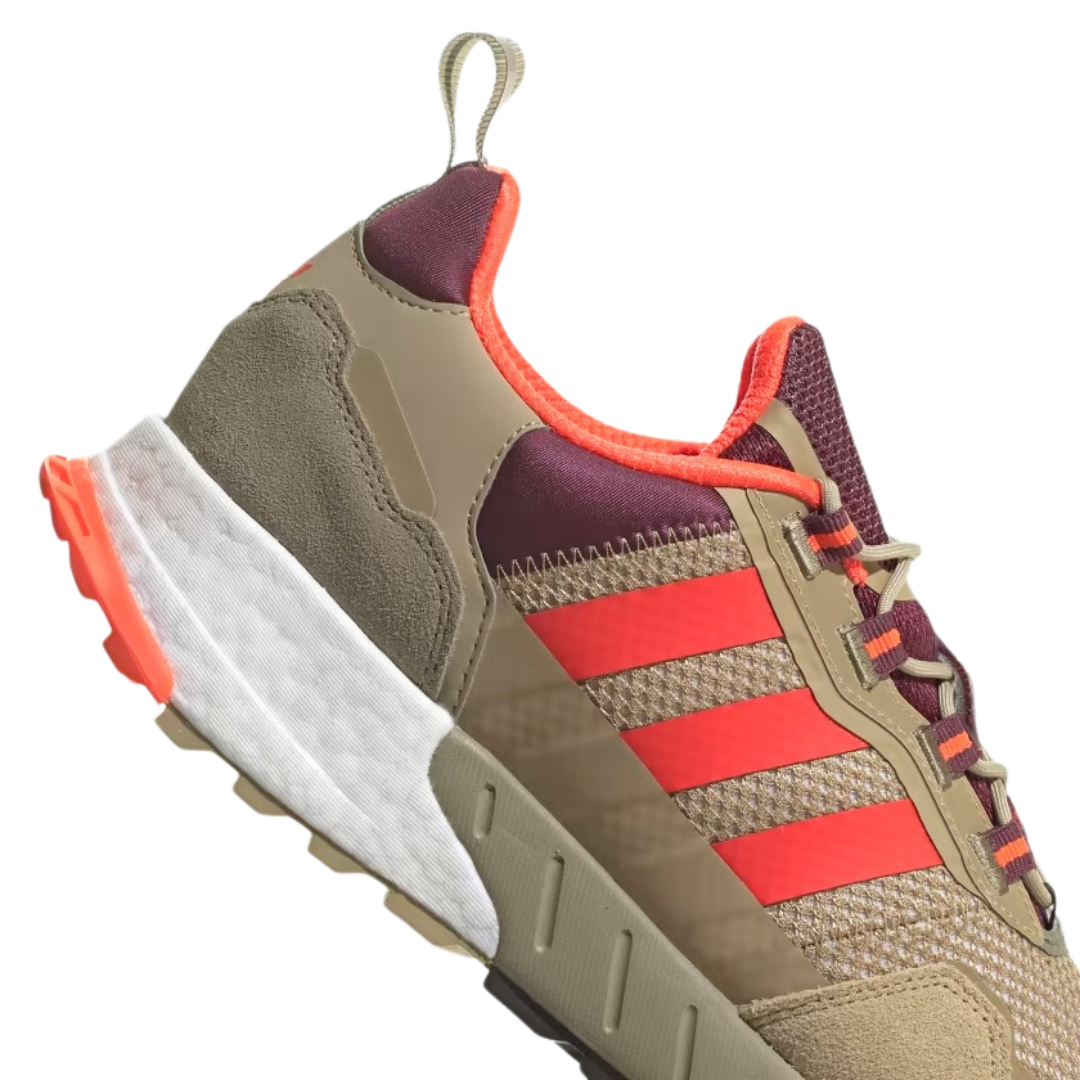 Adidas- Men`s ZX 1K Boost 'Beige Tone Victory Crimson' - Beige Tone / Solar Red / Victory Crimson