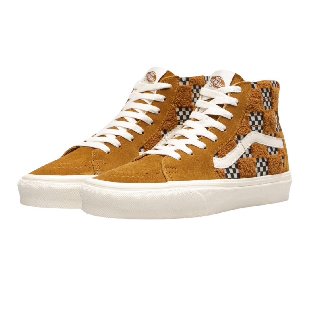 Vans - Men's Sk8 - Hi Tapered Tufted Check - Golden Brown