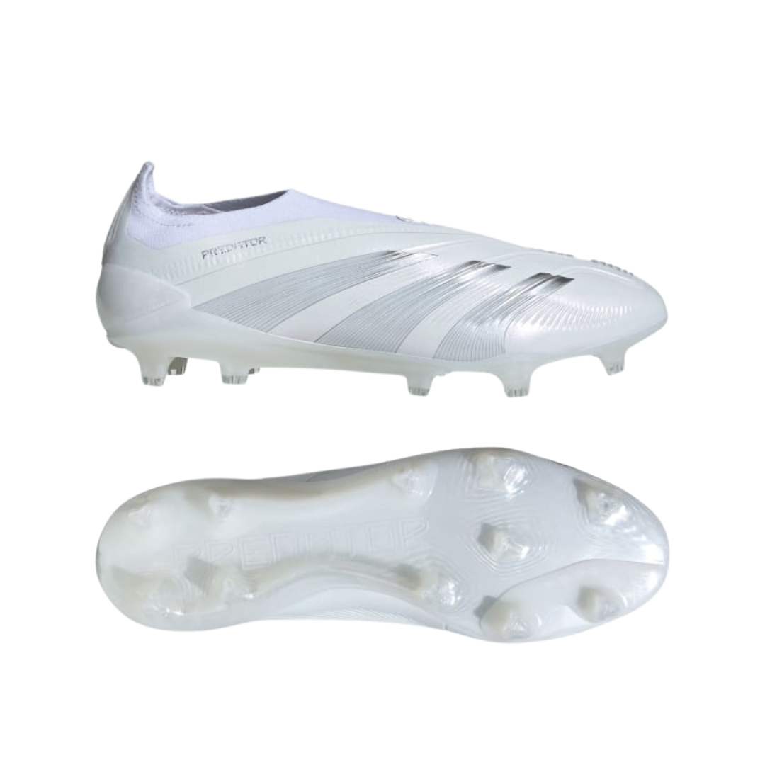 Adidas  - Predator 24 Elite Laceless Fg  - Cloud White/ Silver Metallic/ Cloud White