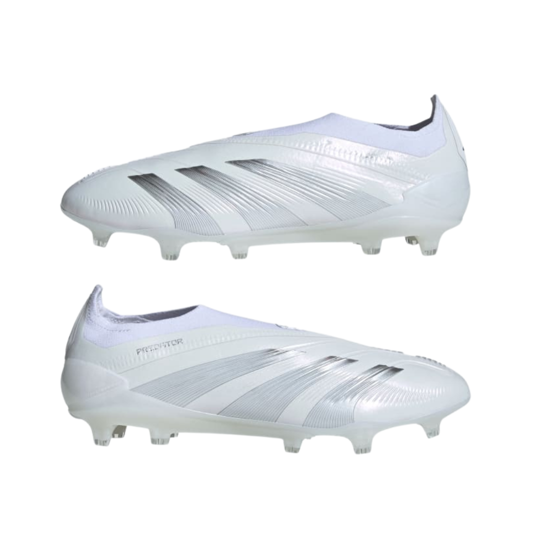 Adidas  - Predator 24 Elite Laceless Fg  - Cloud White/ Silver Metallic/ Cloud White