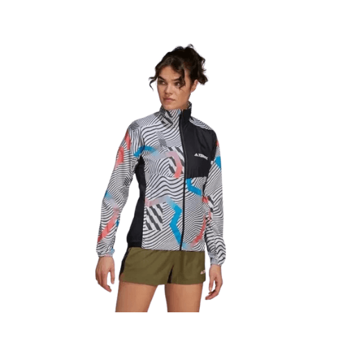 Adidas Primeblue Printed Women's Trail Windbreaker White/Black