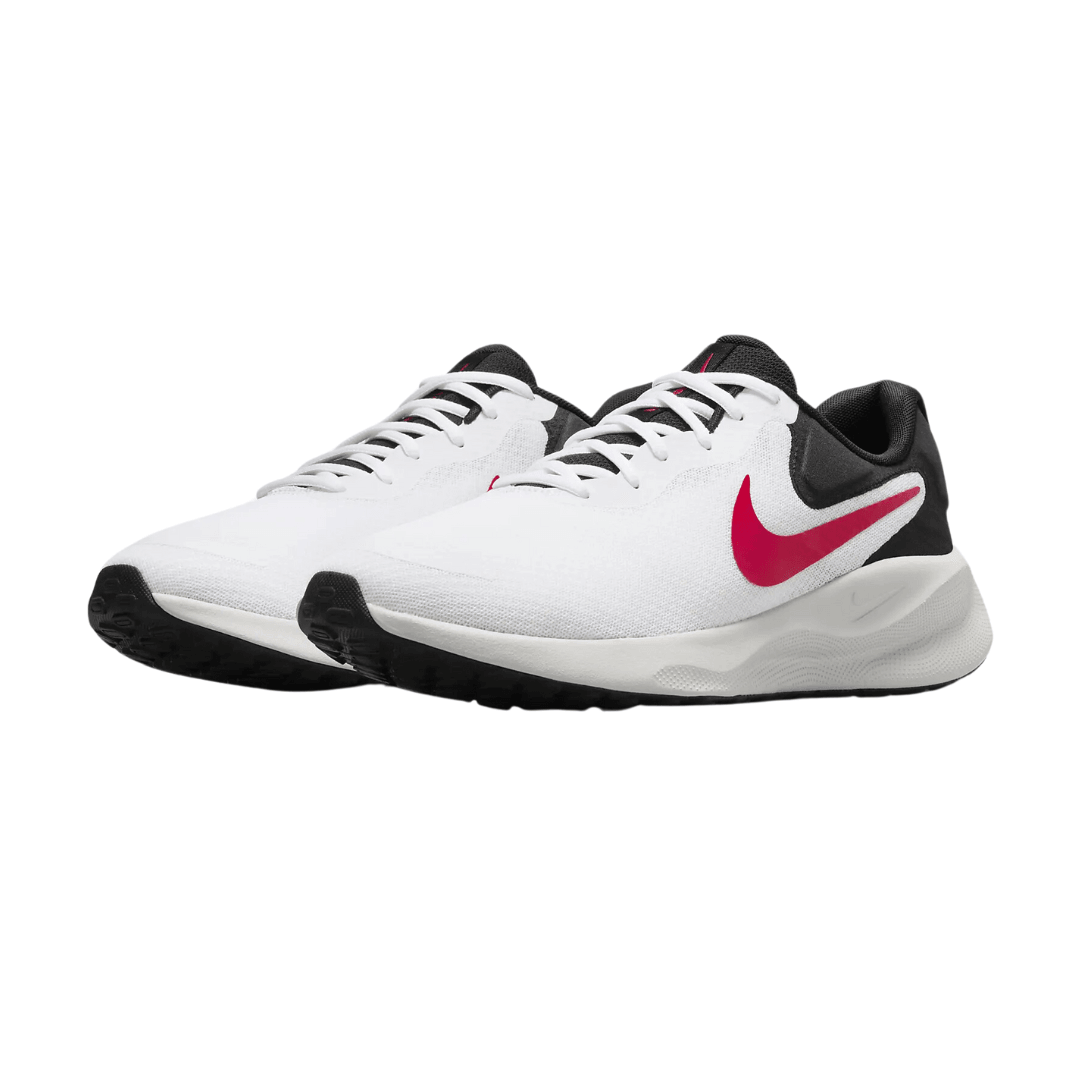 Nike - Men's Revolution 7 'White Black Fire Red' - White / Black / Photon Dust / Fire Red